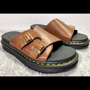 Dr. Doc Martens Dax Brown Leather Slide Sandals